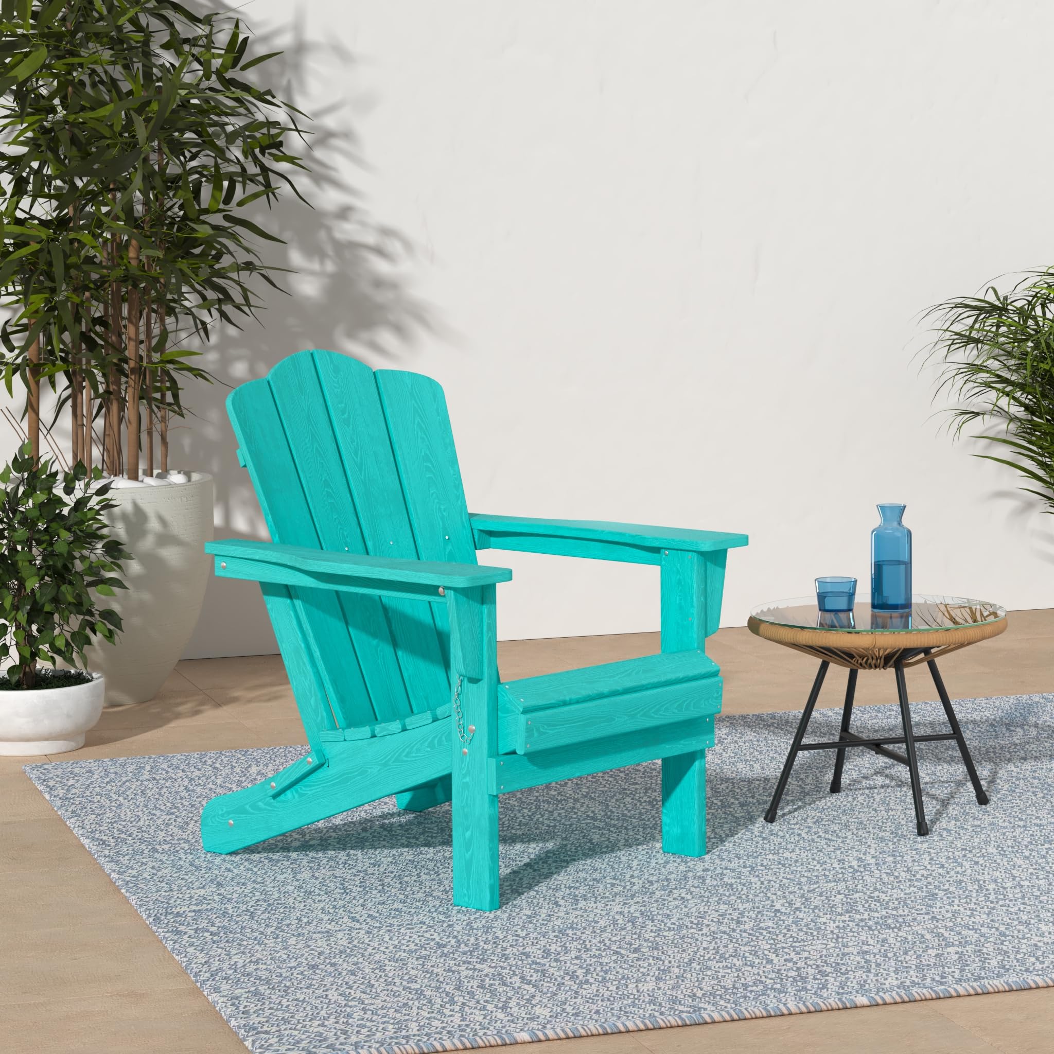 Kingyes Folding Adirondack Chair Set Of 4, Hdpe All-Weather Folding Adirondack Chair, Aruba